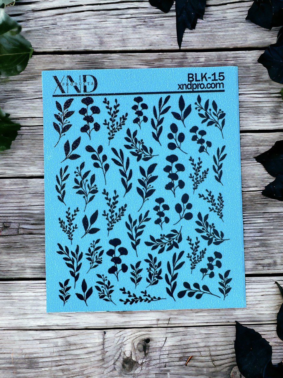 BLK-15 / Nail Decal 2D /Foliage/ Black/ Leaves/  Plants