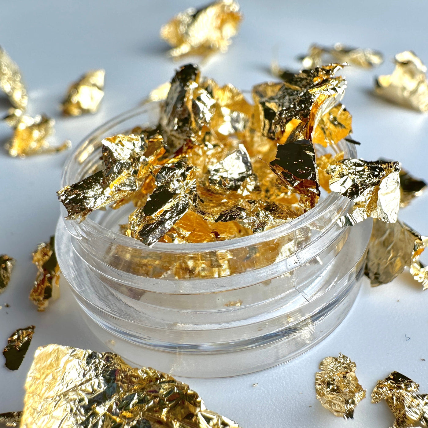 GOLDFLK / Gold Leaf Sheets Flakes Light Gold Foil Fragments for Nail Decoration