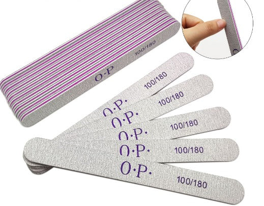 7" OPI White Cushion Nail File 100/180, 25 pk