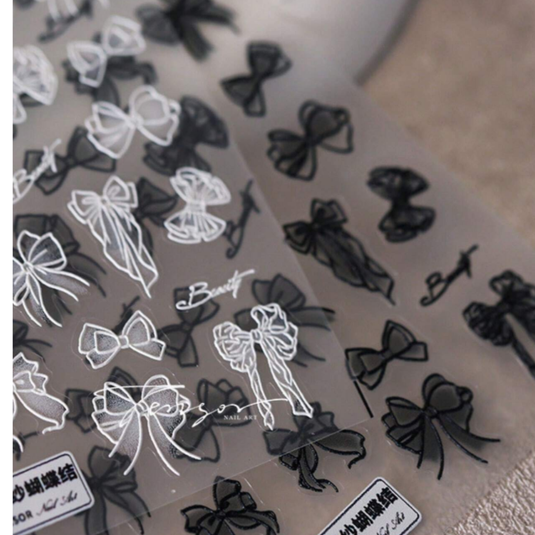 White Lace Bow stickers