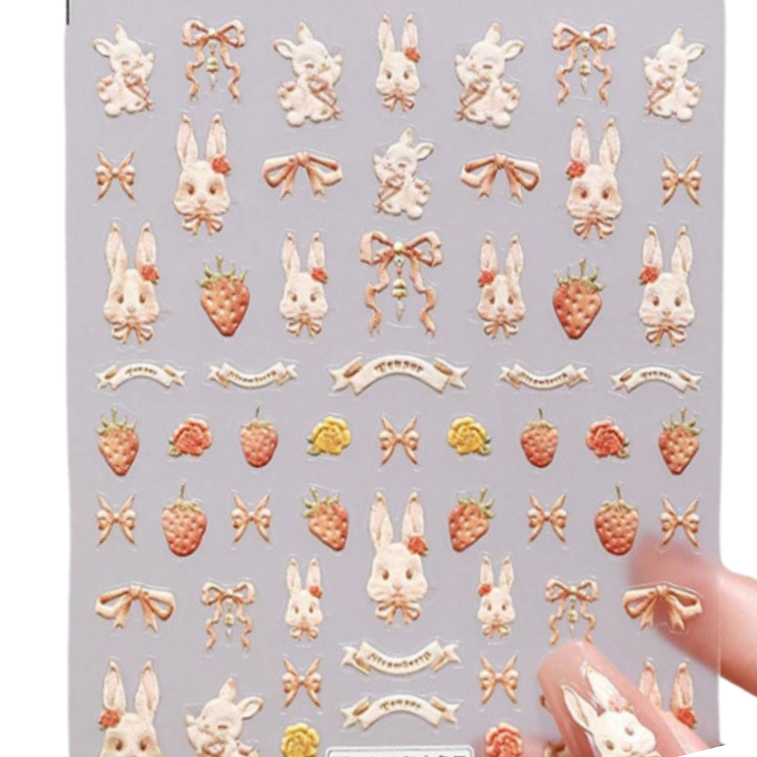 3D Vintage Bunny Stickers