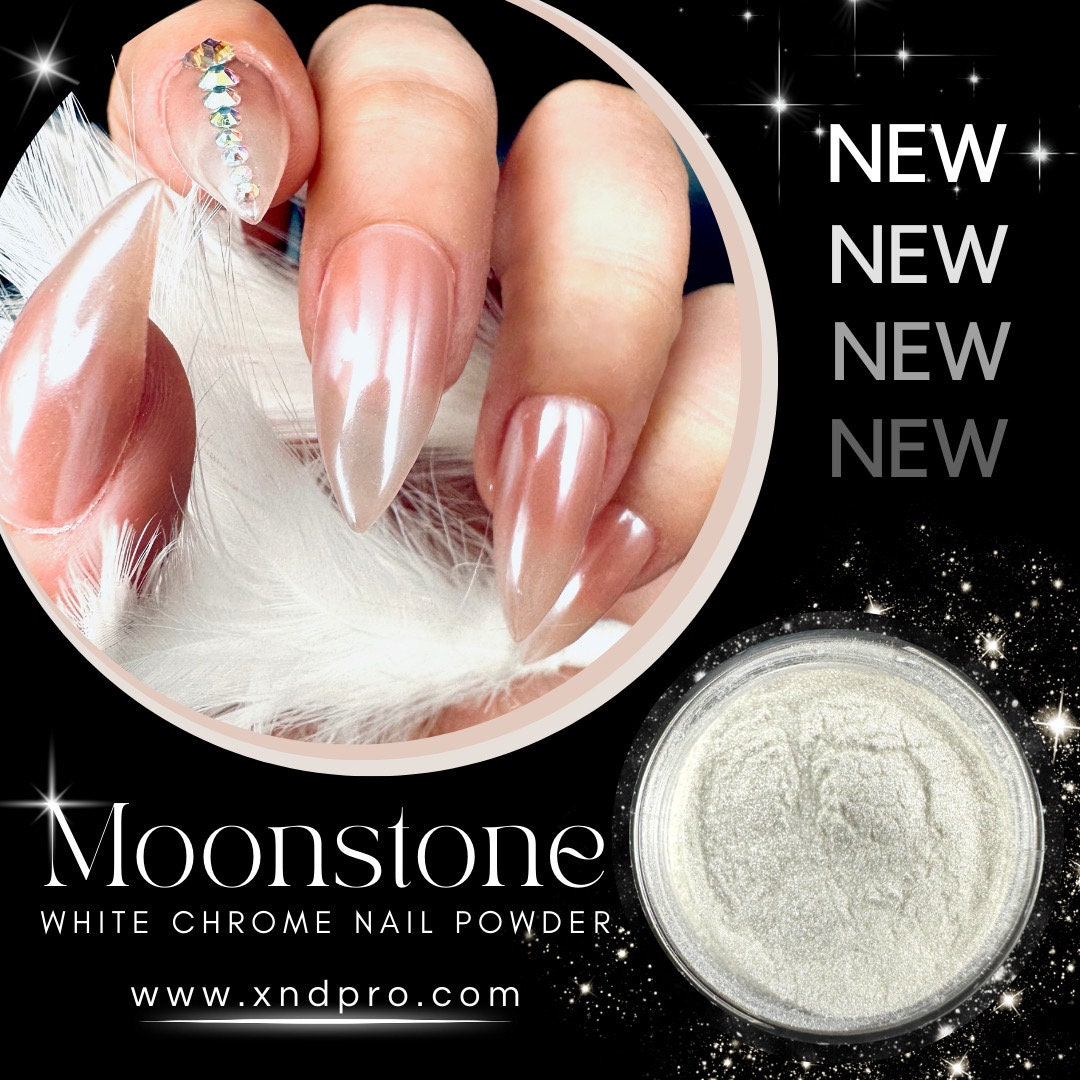 SCR700 / Moonstone White Chrome Nail Powder, Glazed Effect, Nail Powder White Pearl White