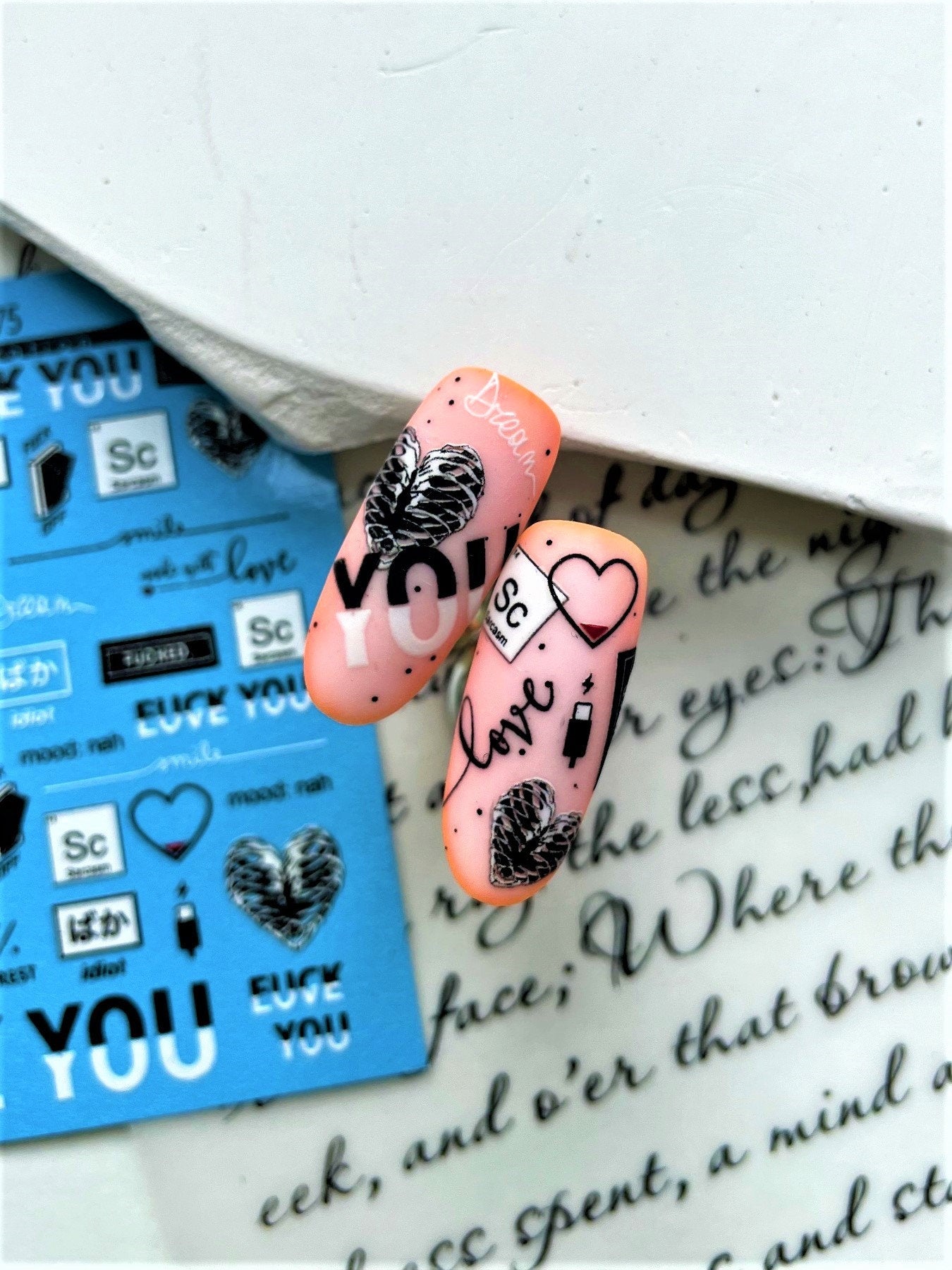 TM-975 / Nail Decal 2D / Love/ Gothic Love