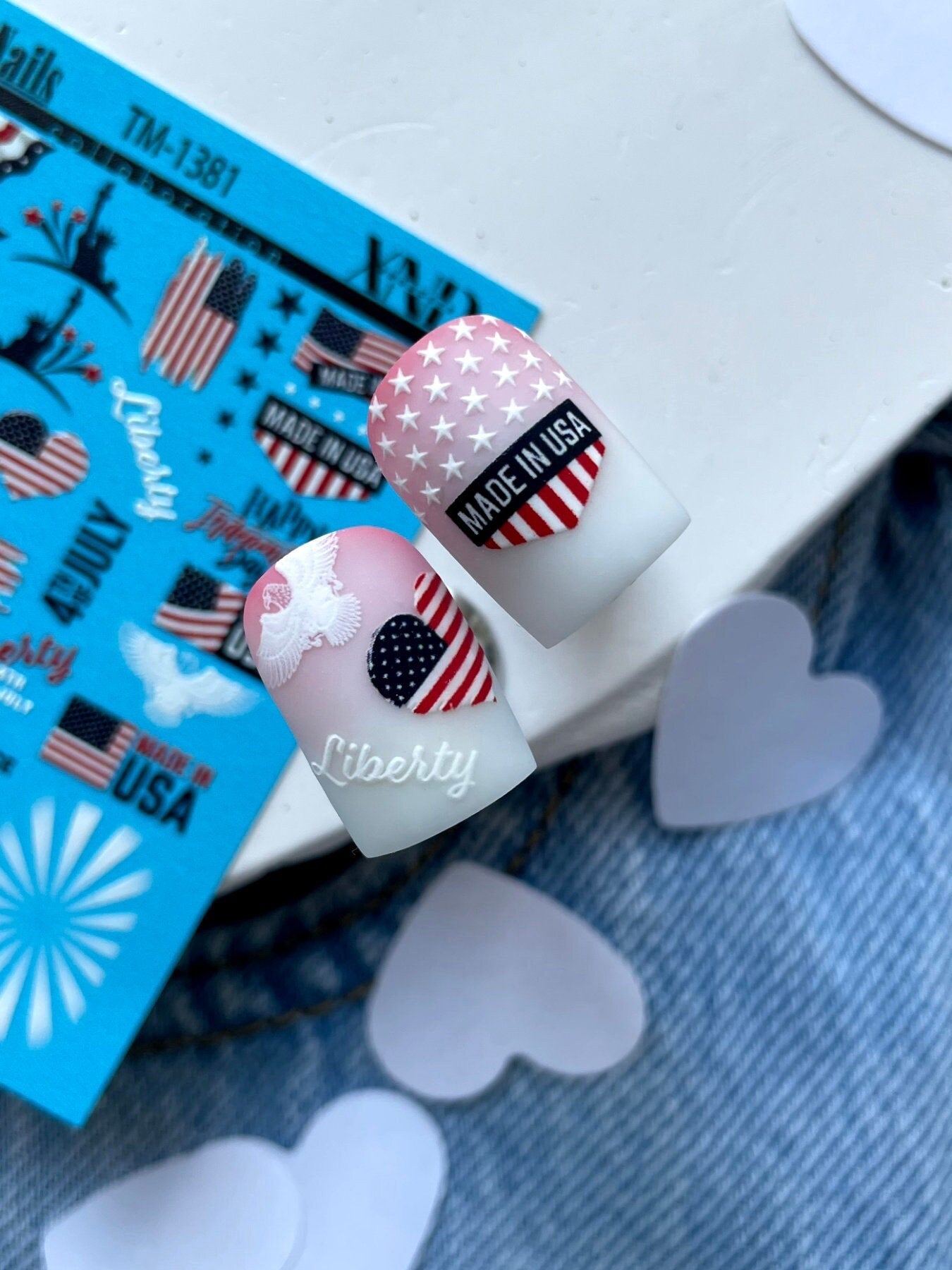 TM-1381 / Patriotic Nail Decal 2D/ 4th of July / Independence Day / USA