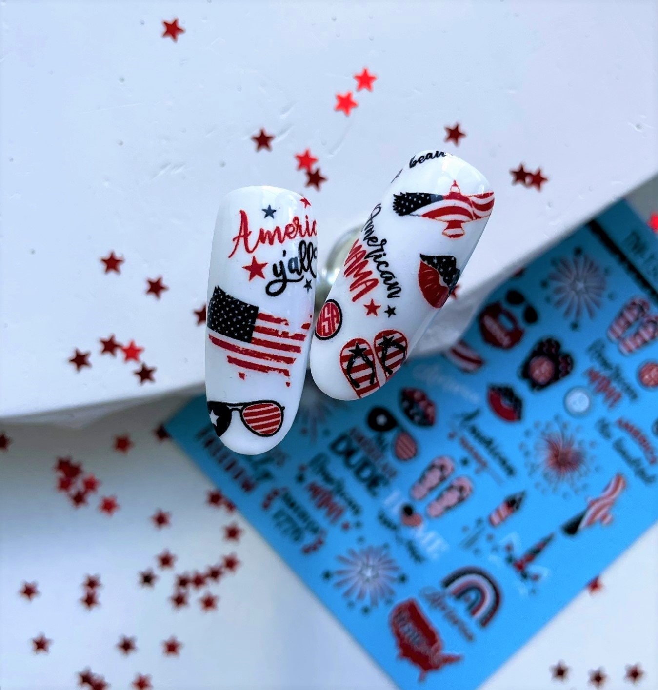 TM-1382 / Nail Decal 2D / 4th of July nails / Independence Day / Fireworks / USA