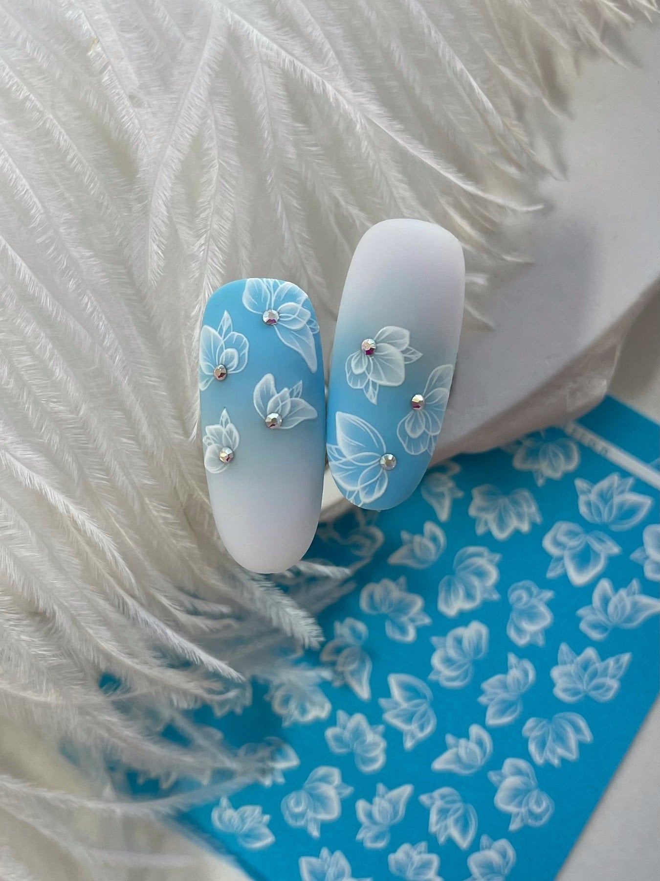 TW-447 / Nail Decal 2D White Elements/Floral & Plants/ Flower.