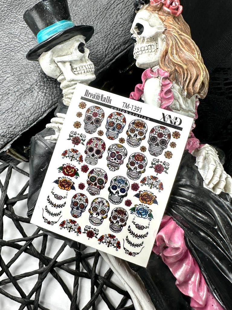 TM-1391 / Nail Decal 2D / Day of the Dead/ Cultural Heritage/Calaveras