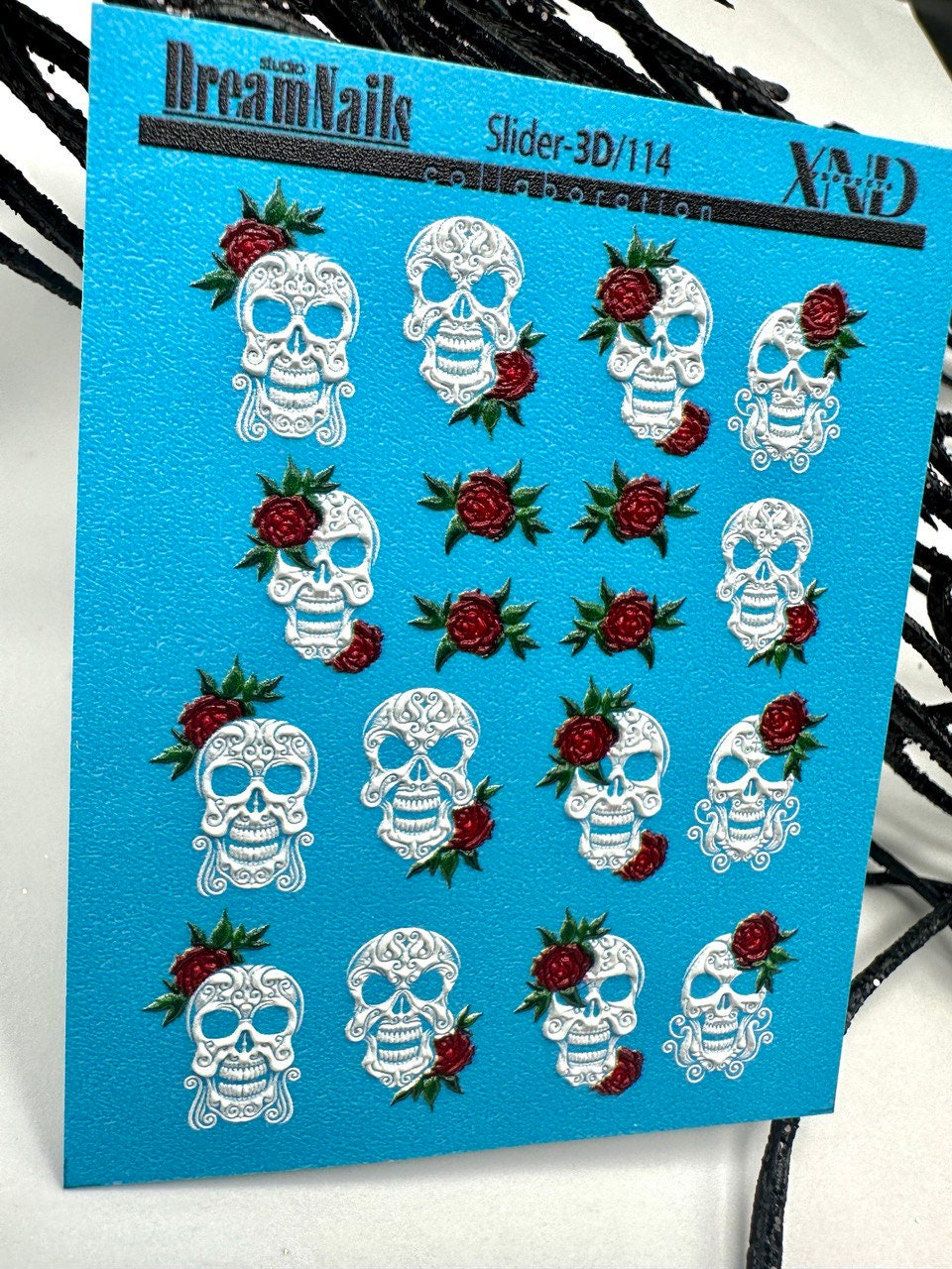 3D-114 / Nail Decal 3D / Skull/ Halloween