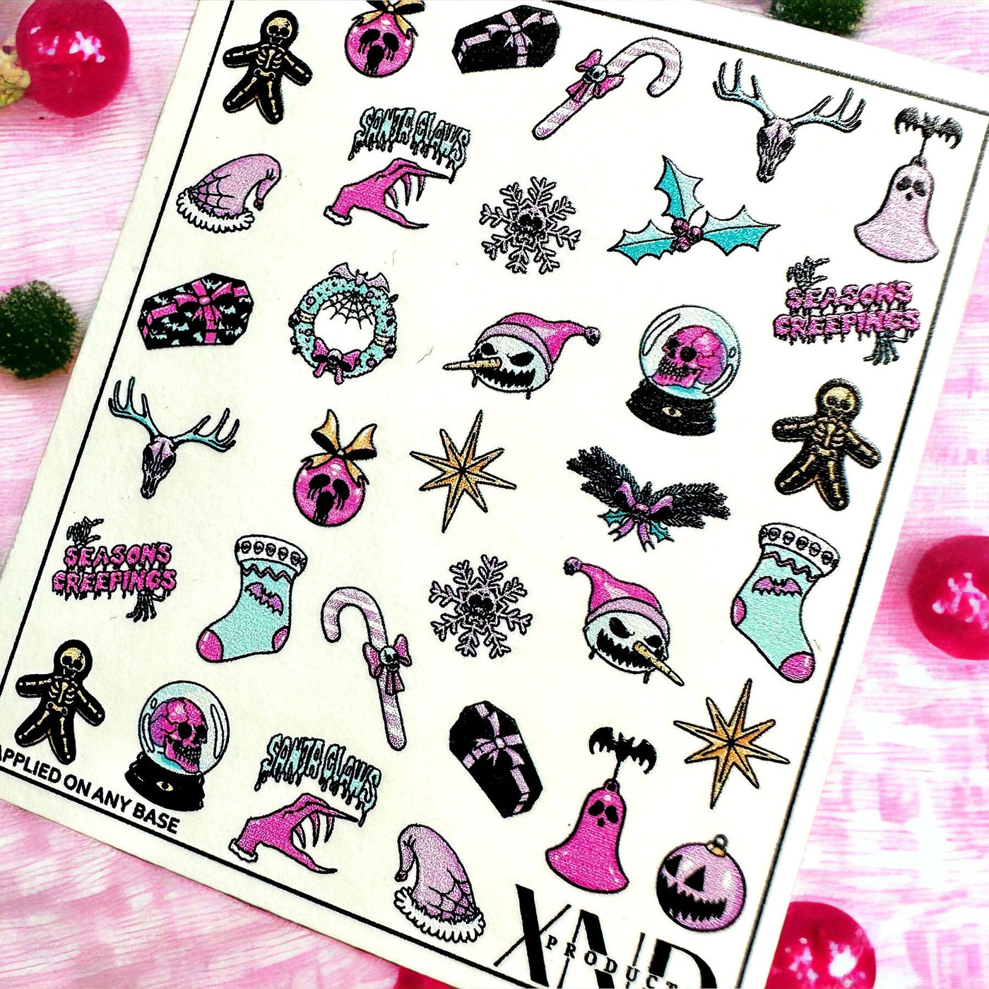 NO.6 / Nail Decal 2D X-mas/ Pastel Nails /Gothic Nail