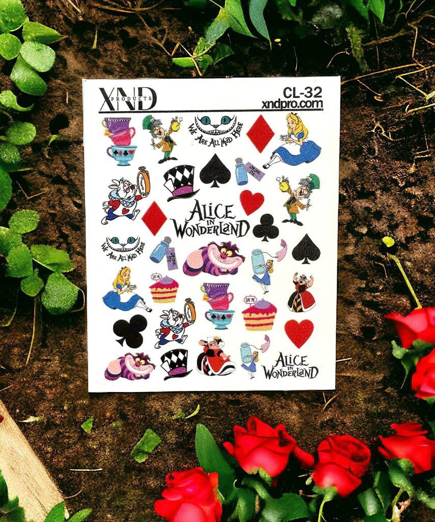 CL-32 / Nail Decal 2D / Alice inspired/ Wonderland / Alicia