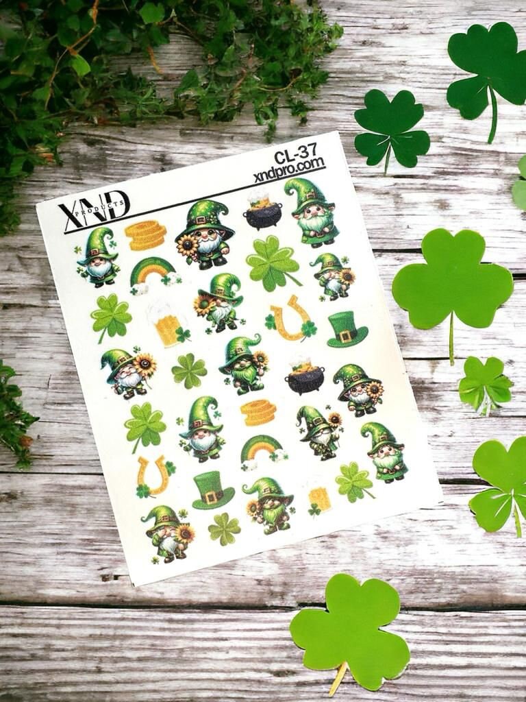 CL-37 / Nail Decal 2D St. Patrick's Day/ Gnomes/Lucky