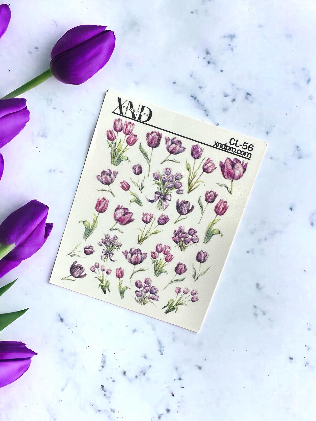 CL-56 / Nail Decal 2D/ Tulips/Spring Nails/ Purple Nails