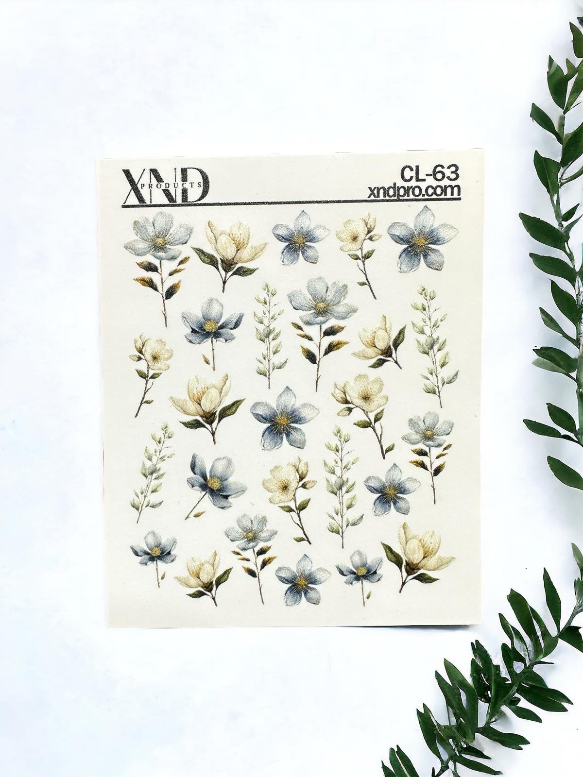 CL-63 / Nail Decal 2D/ Flowers/ Spring Nails/ Blue Flowers