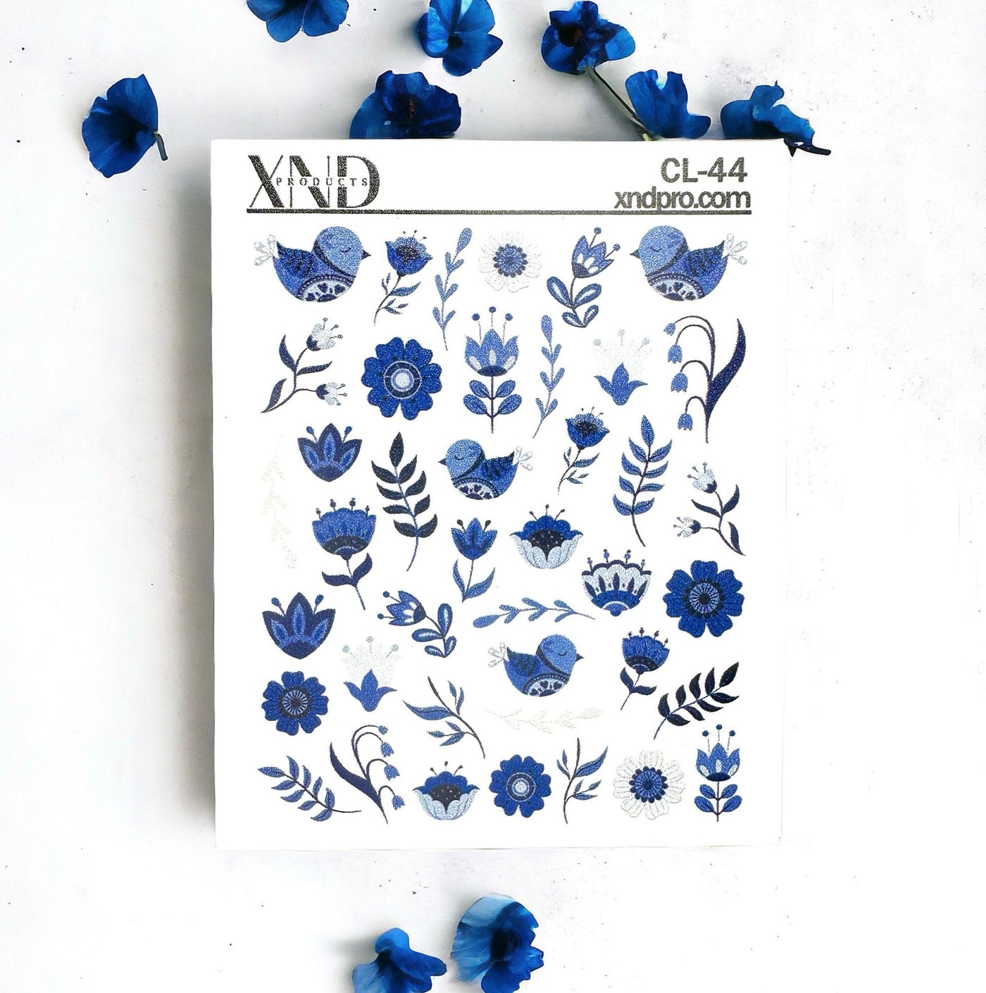 CL-44 / Nail Decal 2D / Ceramic blue delft/ Vintage Flowers/ Talavera Blue flowers