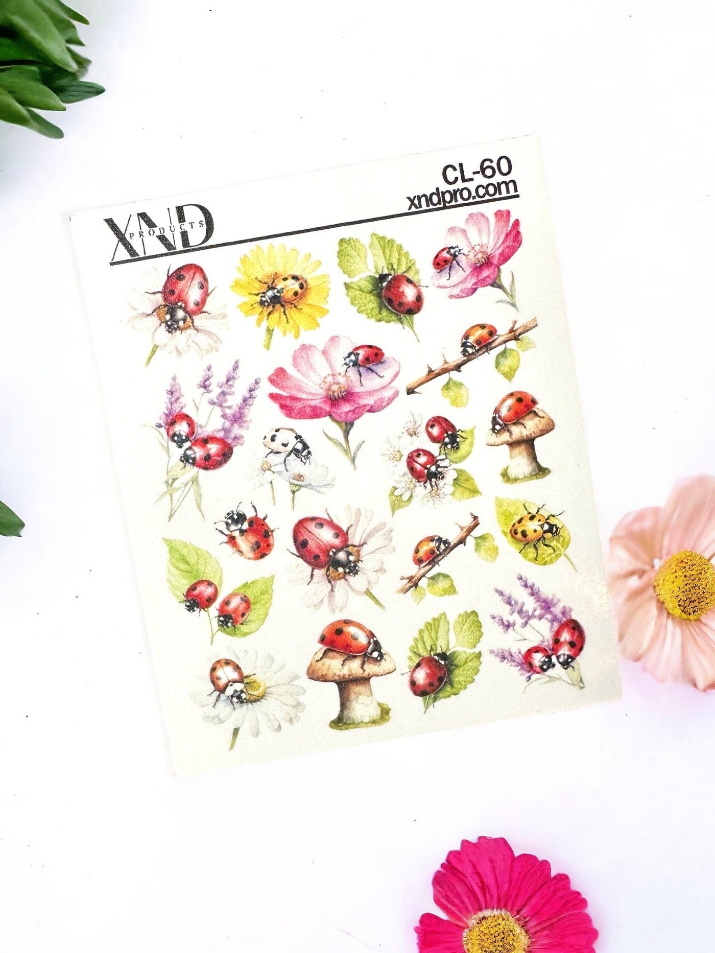 CL-60 / Nail Decal 2D/ Ladybug /Spring Nails/ Flowers