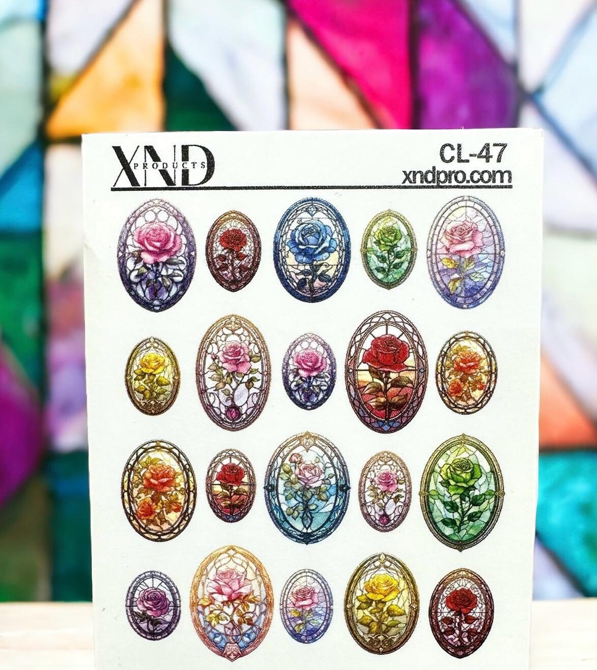 CL-47 / Nail Decal 2D/ Stained Glass/ Roses