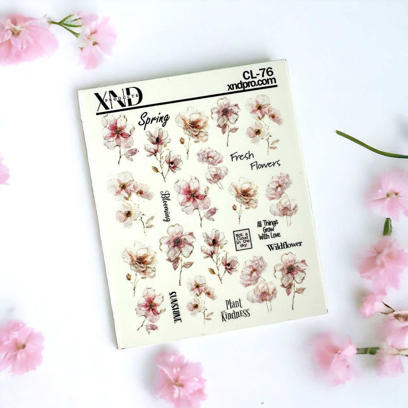 CL-76 / Nail Decal 2D/ Floral Nails/ Pink Flowers