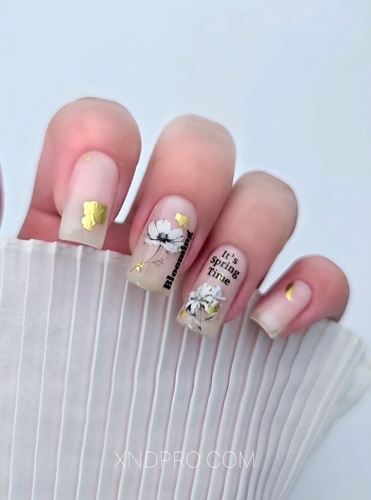 BW-03 / Nail Decal 2D /Flowers/ Spring