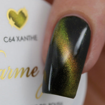 Charme Gel / Cat Eye C64 Xanthe Gold Yellow Light Green Polish Galaxy Art